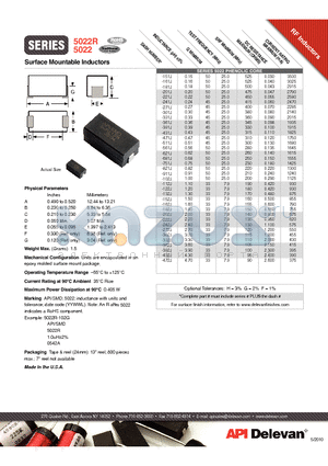 5022-122J datasheet - Surface Mountable Inductors