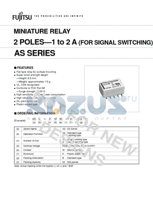 AS-3W-K datasheet - MINIATURE RELAY 2 POLES-1 to 2 A (FOR SIGNAL SWITCHING)