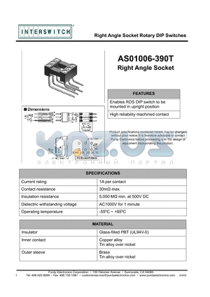 AS01006-390T datasheet - Right Angle Socket Rotary DIP Switches