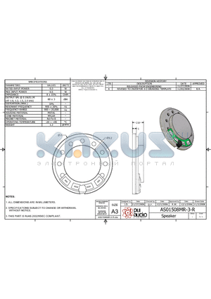 AS01508MR-3-R datasheet - Speaker