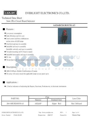 264-10SURD/S530-A3 datasheet - 3mm 2Pcs Circuit Board Indicator