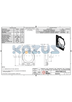 AS02708CO-R datasheet - Speaker