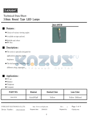 264-10YD datasheet - 3.0 MM ROUND TYPE LED LAMPS