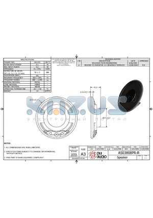 AS03808PR-R datasheet - Speaker