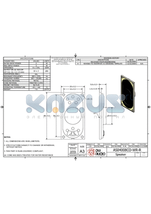 AS04008CO-WR-R datasheet - Speaker