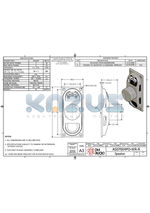 AS07004PO-WR-R datasheet - Speaker