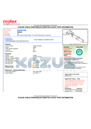 002-08-1008 datasheet - MLX Crimp Terminal 42024, 14-20 AWG, Bag Selective Gold (Au)