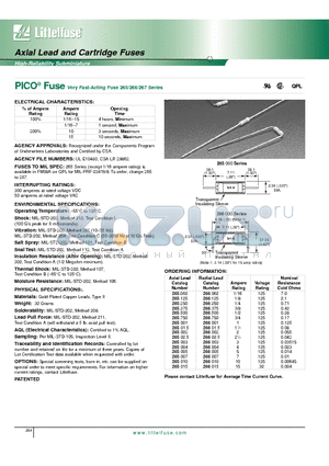 265004 datasheet - PICO Fuse Very Fast-Acting Fuse 265/266/267 Series