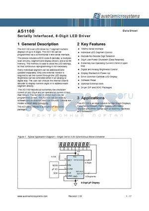 AS1100WL datasheet - Serially Interfaced, 8-Digit LED Driver