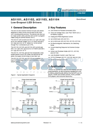AS1103 datasheet - Low-Dropout LED Drivers