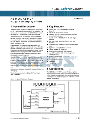 AS1106PE datasheet - 8-Digit LED Display Drivers