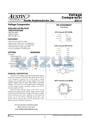 AS111C008/883C datasheet - Voltage Comparator