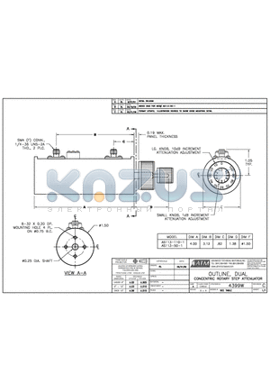 AS113-50-1 datasheet - OUTLINE, DUAL CONCENTRIC ROTARY STEP ATTENUATOR