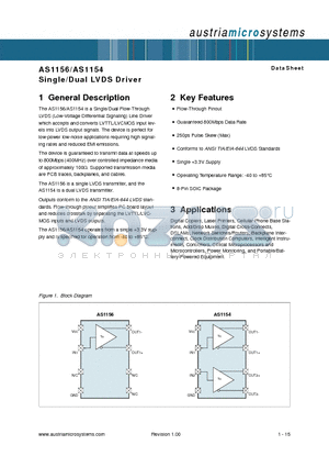 AS1156-BSOT datasheet - Single/Dual LVDS Driver