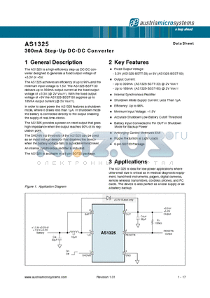 AS1325-BSTT-33 datasheet - 300mA Step-Up DC-DC Converter