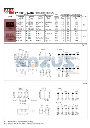 A-502E-10 datasheet - DUAL DIGITS DISPLAY