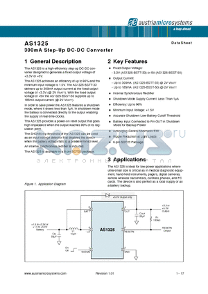 AS1325-BSTT-50 datasheet - 300mA Step-Up DC-DC Converter