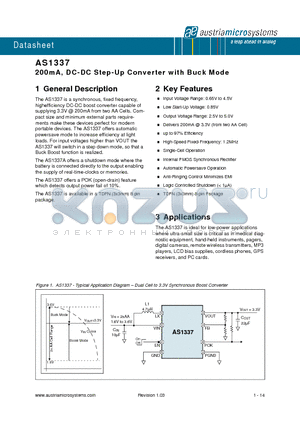 AS1337B-BTDT datasheet - 200mA, DC-DC Step-Up Converter with Buck Mode