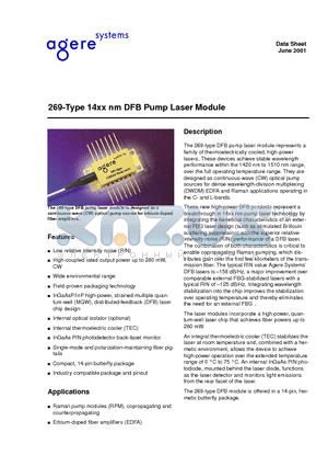 269-B datasheet - 69-Type 14xx nm DFB Pump Laser Module