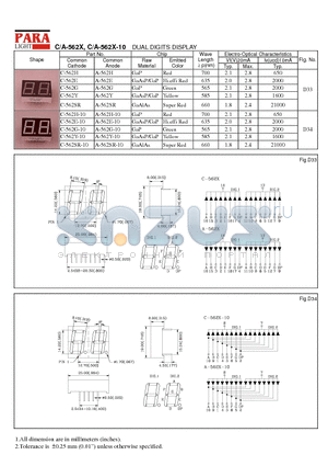 A-562E datasheet - DUAL DIGITS DISPLAY