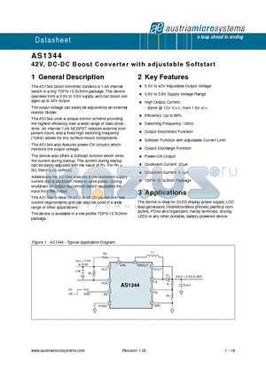 AS1344-BTDT datasheet - 42V, DC-DC Boost Converter with adjustable Softstart