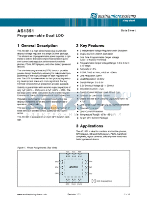 AS1351_1 datasheet - Programmable Dual LDO