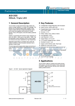 AS1355 datasheet - 300mA, Triple LDO