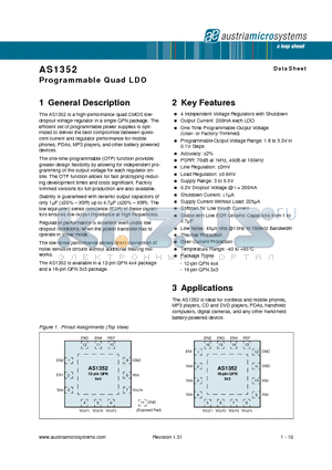 AS1352-7BC0-T datasheet - Programmable Quad LDO