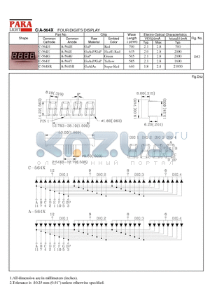 A-564E datasheet - FOUR DIGITS DISPLAY