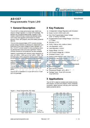 AS1357V-T datasheet - Programmable Triple LDO