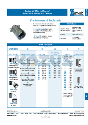 370MB038M1102-5N datasheet - Backshells, Boots and Clamps