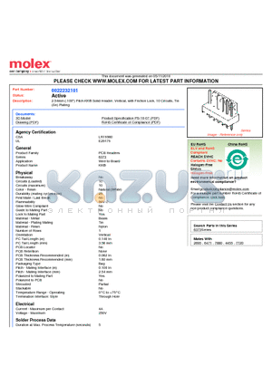 A-6373-10A102 datasheet - 2.54mm (.100) Pitch KK^ Solid Header, Vertical, with Friction Lock, 10 Circuits, Tin (Sn) Plating