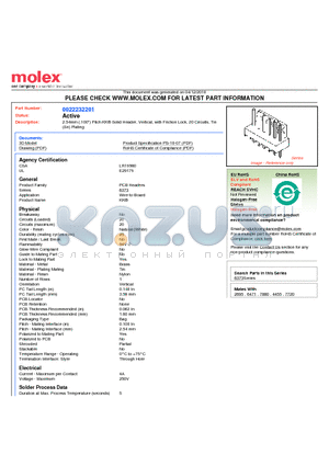 A-6373-20A102 datasheet - 2.54mm (.100) Pitch KK^ Solid Header, Vertical, with Friction Lock, 20 Circuits, Tin (Sn) Plating