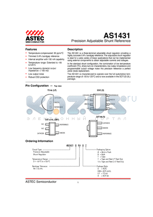 AS1431DR4DBVB datasheet - Precision Adjustable Shunt Reference