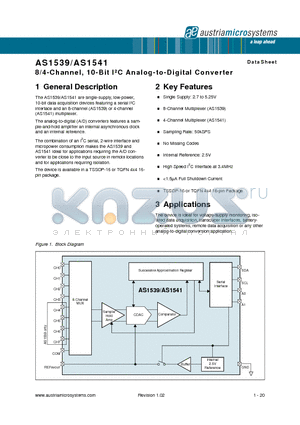 AS1539-BTSU datasheet - 8/4-Channel, 10-Bit IbC Analog-to-Digital Converter