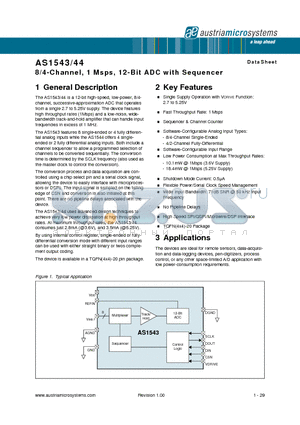 AS1544 datasheet - 8/4-Channel, 1 Msps, 12-Bit ADC with Sequencer