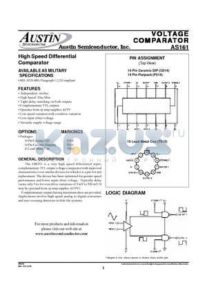 AS161 datasheet - High Speed Differential Comparator