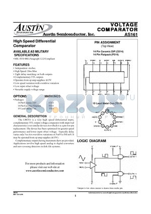 AS161C014/MIL datasheet - High Speed Differential Comparator