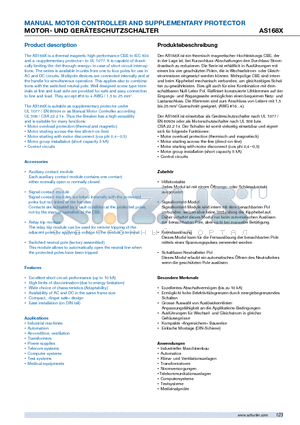 AS168X-CB1DF010N datasheet - MANUAL MOTOR CONTROLLER AND SUPPLEMENTARY PROTECTOR