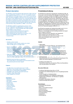 AS168X-CB1DH070N datasheet - MANUAL MOTOR CONTROLLER AND SUPPLEMENTARY PROTECTOR