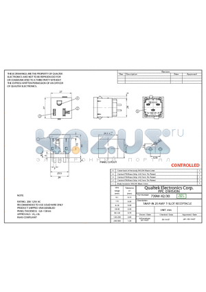 739W-X2-30 datasheet - SNAP-IN 20 AMP T-SLOT RECEPTACLE