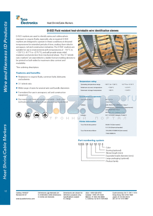 372389-000 datasheet - D-SCE Fluid resistant heat-shrinkable wire identification sleeves