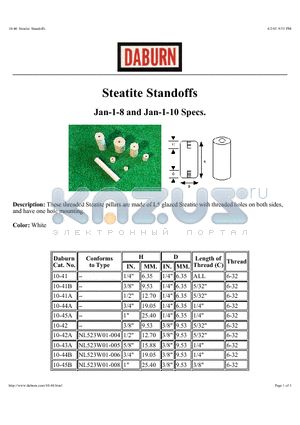 10-42 datasheet - Jan-1-8 and Jan-1-10 Specs.