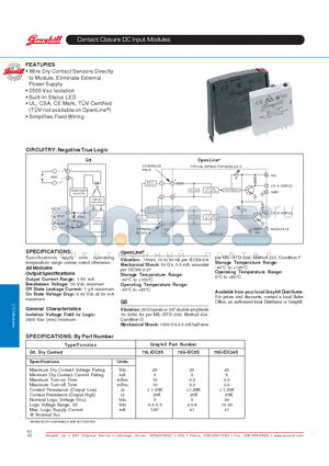 73G-OIR100 datasheet - Contact Closure DC Input Modules