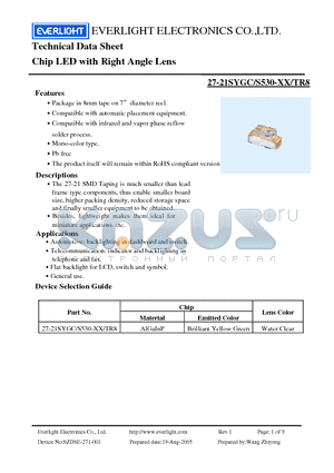 27-21SYGC_05 datasheet - Chip LED with Right Angle Lens