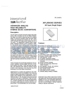 AFL5012S datasheet - ADVANCED ANALOG HIGH RELIABILITY HYBRID DC/DC CONVERTERS 50V Input, Single Output