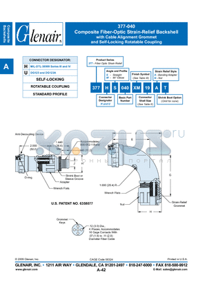 377HS040XM19NT datasheet - Composite Fiber-Optic Strain-Relief Backshell