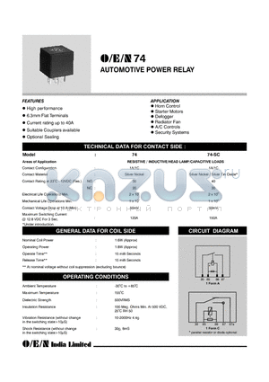 740-12-1C-2SAE datasheet - AUTOMOTIVE POWER RELAY