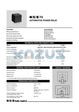 740-24-1C-1SCNIL datasheet - AUTOMOTIVE POWER RELAY
