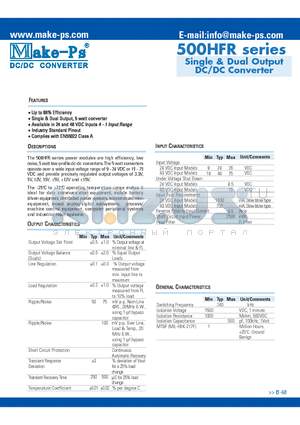 505D48HFR datasheet - Single & Dual Output DC/DC Converter